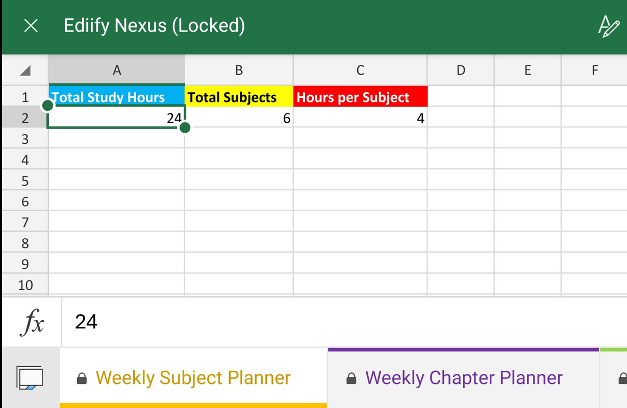 Weekly Subject Planner