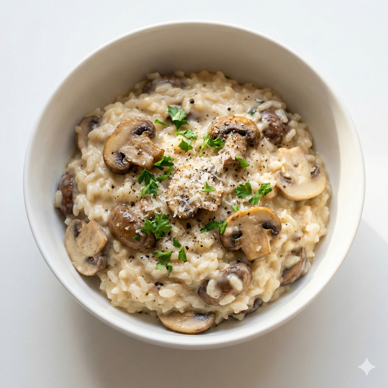 Risotto Con Nata Y Champiñones