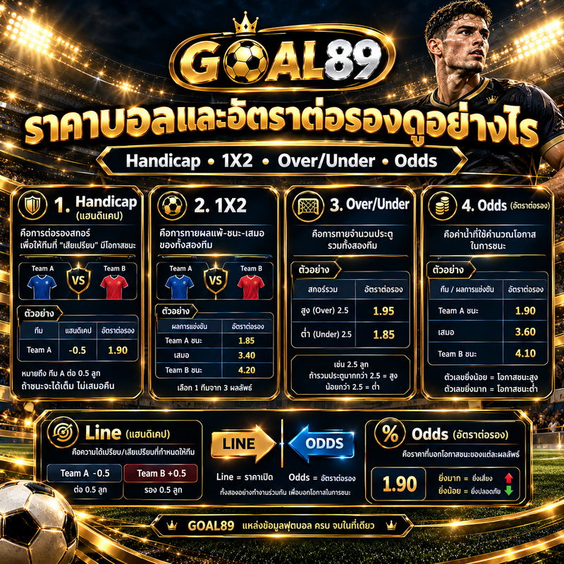 ราคาบอลและอัตราต่อรอง เว็บแทงบอลออนไลน์ Handicap Odds