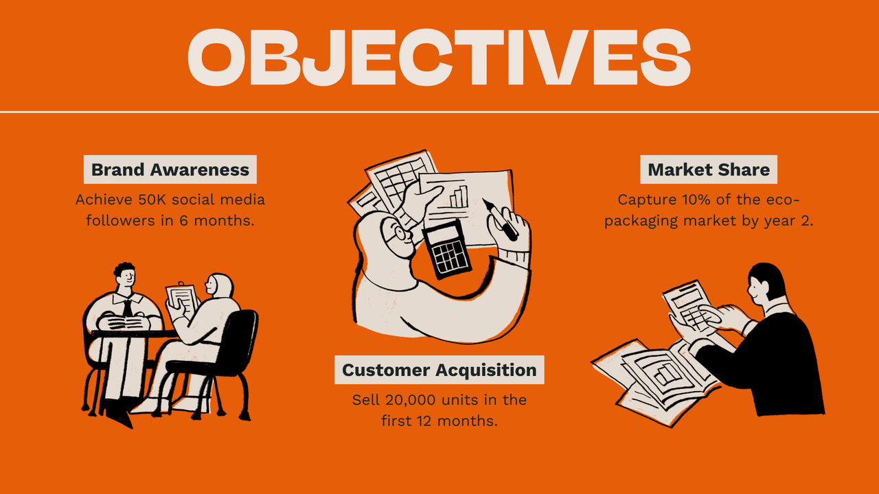 Orange and Cream Illustration Marketing Plan Presentation