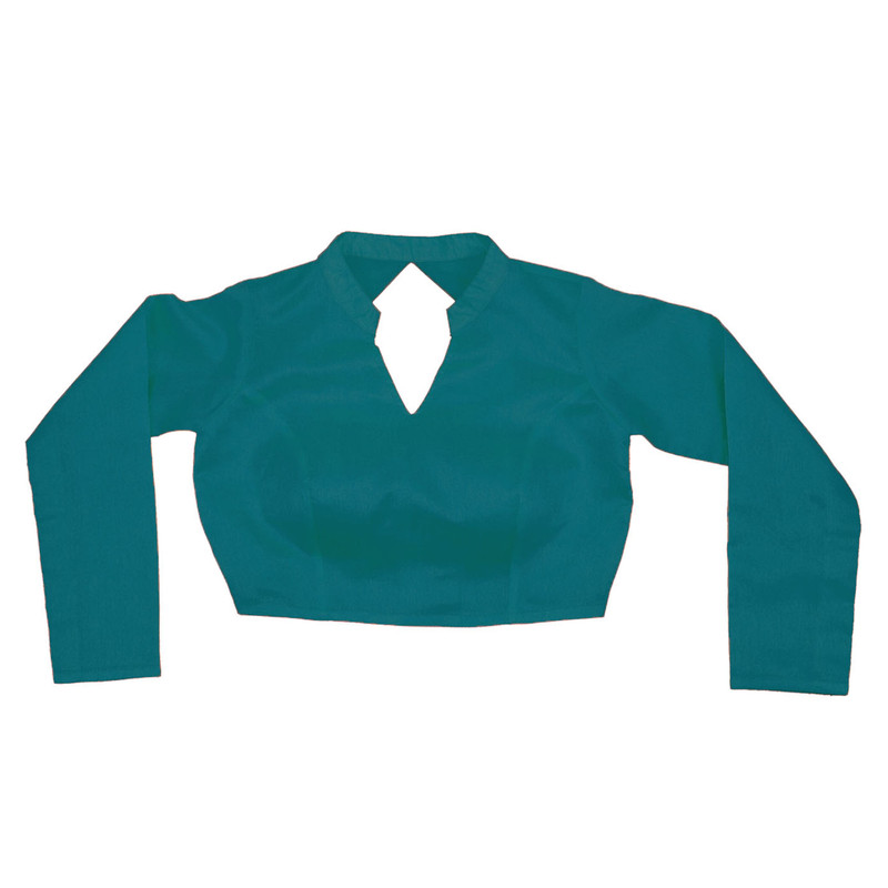 Women's Designer Sari Blouse Dupion Silk Collor Neck Long Sleeve Crop Top Choli - Picture 63 of 82