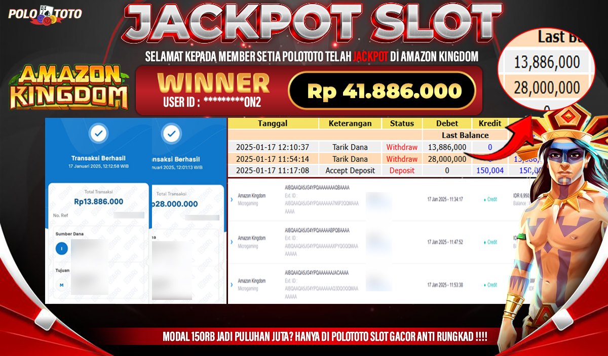 POLOTOTO JACKPOT SLOT AMAZON KINGDOMG Rp.41,886.000,-