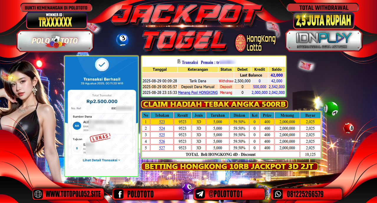 POLOTOTO JACKPOT TOGEL HONGKONG LOTTO Rp.2.500.000,-