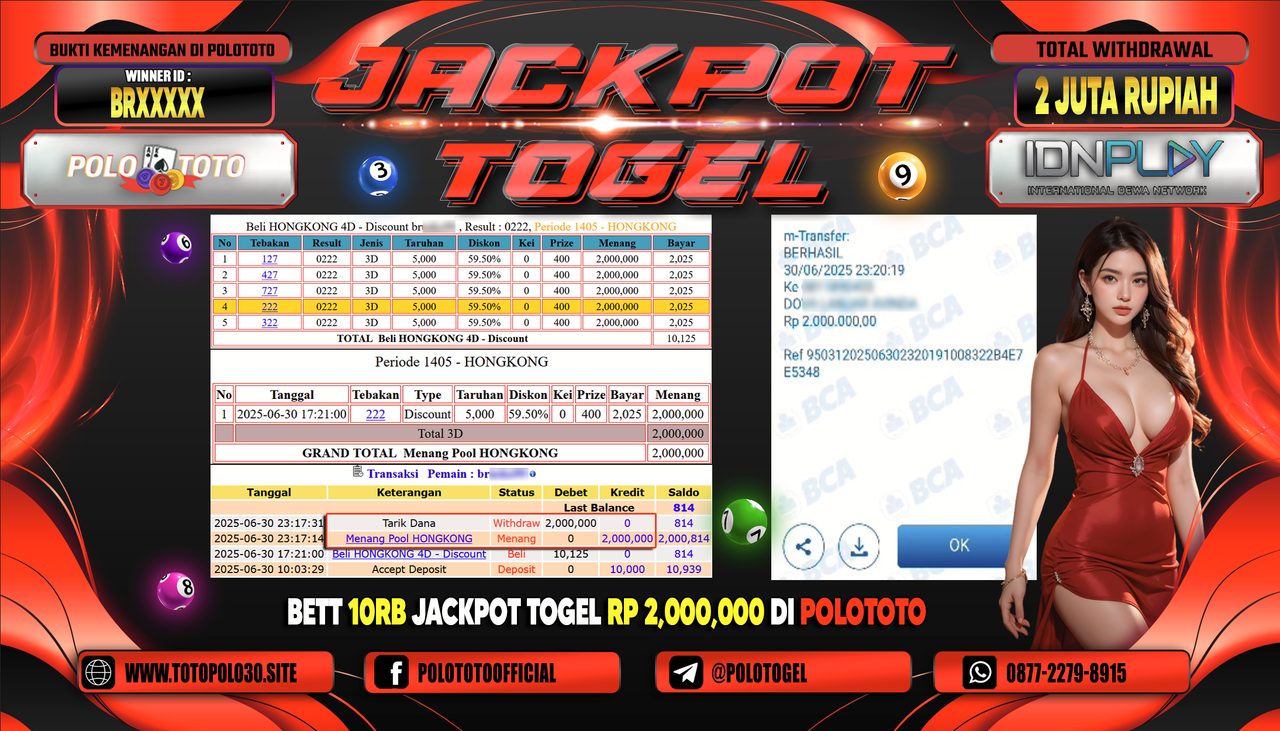 POLOTOTO JACKPOT TOGEL PASARAN HONGKONG LOTTO Rp.2.000.000,- LUNAS