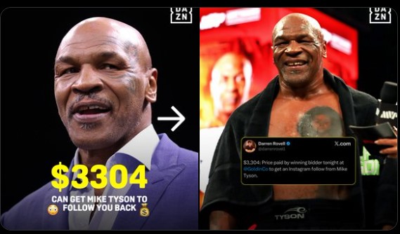 Фен плати над $3000, за да бъде последван от Майк Тайсън в Instagram
