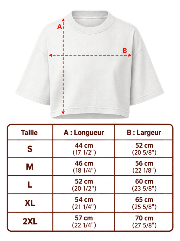 Guide des tailles du sweatshirt