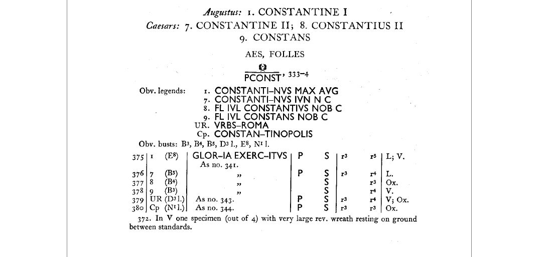 AE3 de Constante I. GLORIA EXERCITVS. Soldados entre 2 estandartes. Arlés C1sa