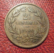 2 1/2 centimes 1908. Luxemburgo. 20181101-120053