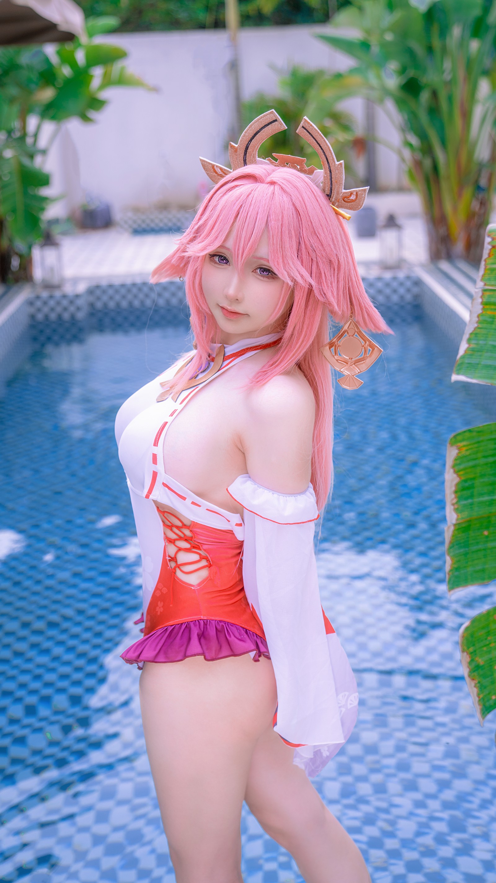樱梨梨 八重神子 泳装 Cosplay 写真合集｜原神角色高清图集（29P｜429MB）插图6