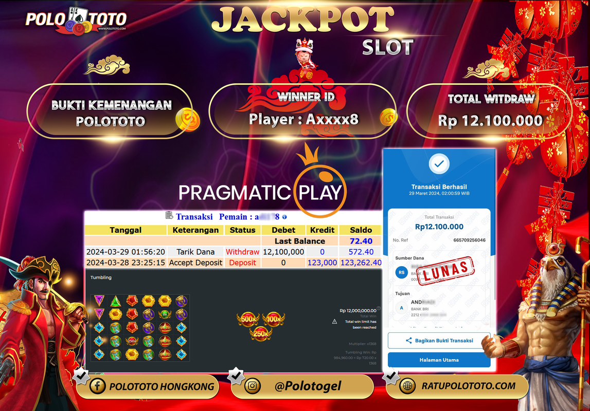 POLOTOTO JACKPOT SLOT GATES OF OLYMPUS Rp. 12.100.000,- LUNAS