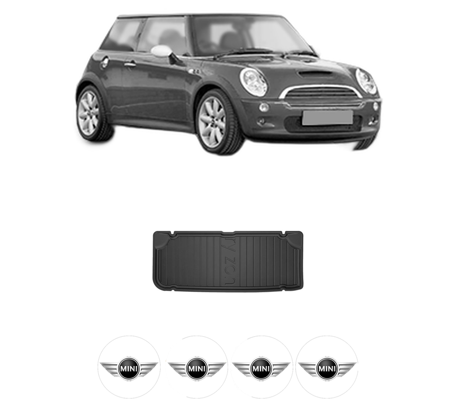 Tavita Portbagaj MINI MINI (R50, R53) din 2001-2006, Protectie Portbagaj Auto, 4x Stickere auto cu MINI