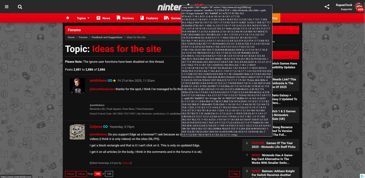 Nlife tooltip above logo