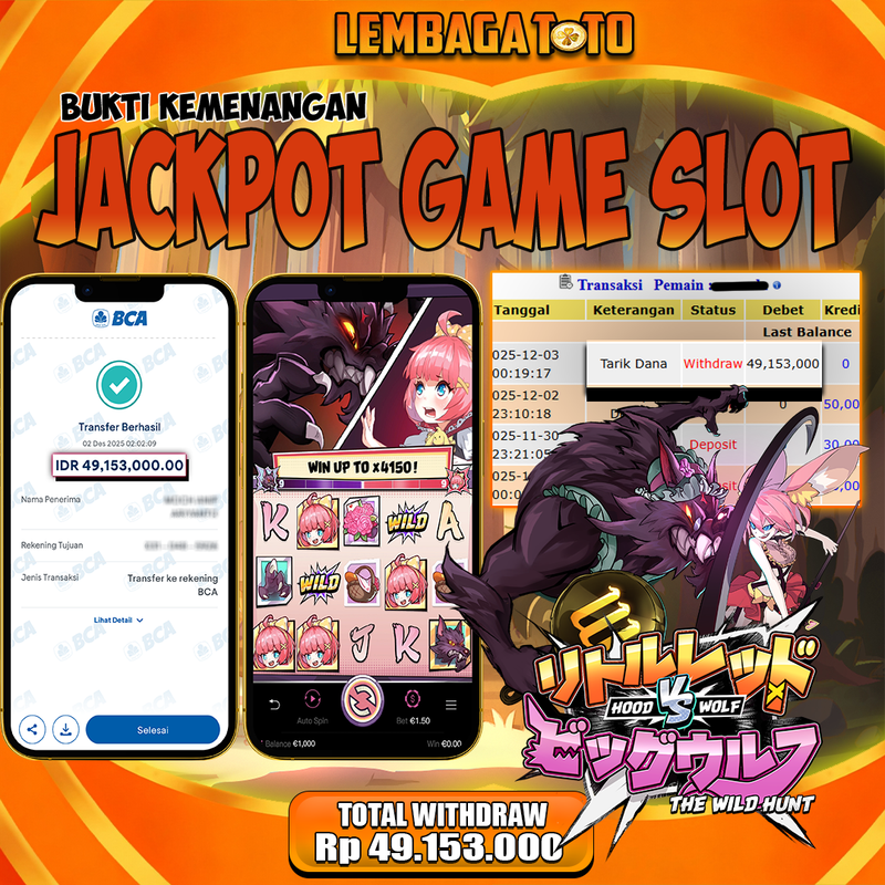 BUKTI JACKPOT 03 DECEMBER LEMBAGATOTO HOLD VS WOLF Rp.49,153,000,- LUNAS