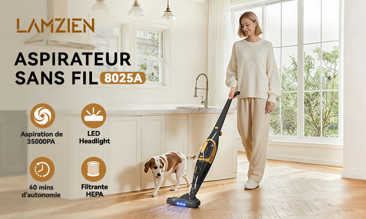 WAGNUS Aspirateur Balai sans Fil, aspirateur Portable avec 30 Minutes d' autonomie, léger et Silencieux, aspirateur sans Fil pour Tapis et sols en Bois Dur, Poils d'animaux (Blanc