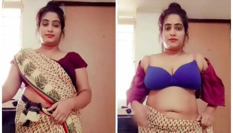 Desi indian housewife strip teasing in kitchen