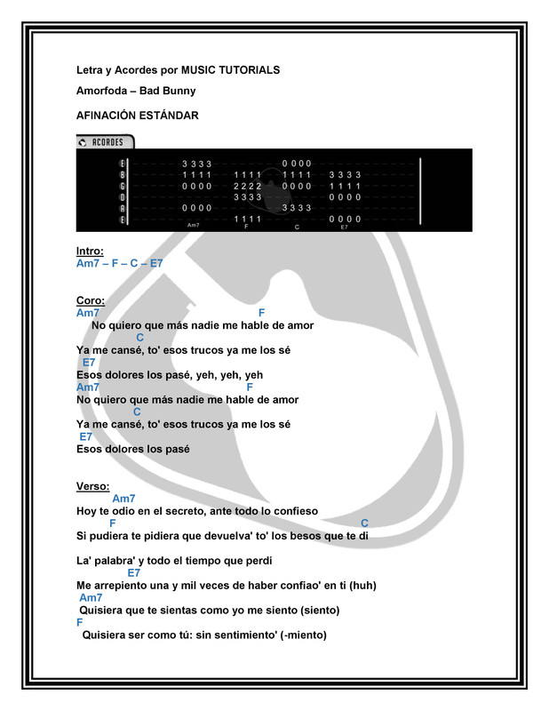 Cómo tocar Amorfoda de Bad Bunny en Guitarra | Tutorial + PDF GRATIS ⋆  Music Tutorials