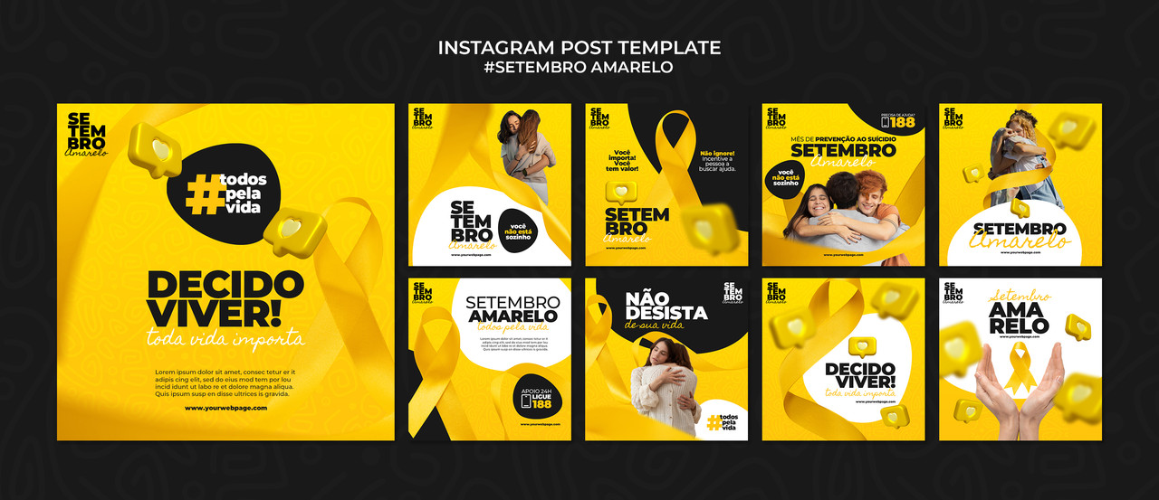 Instagram posts collection for brazilian suicide month prevention awareness campaign