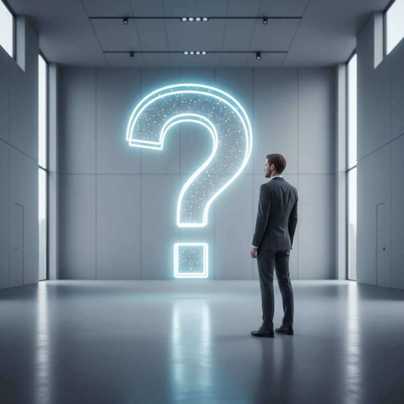 Человек задает вопрос, планируя мероприятие, на фоне часто задаваемых вопросов об аренде стульев.