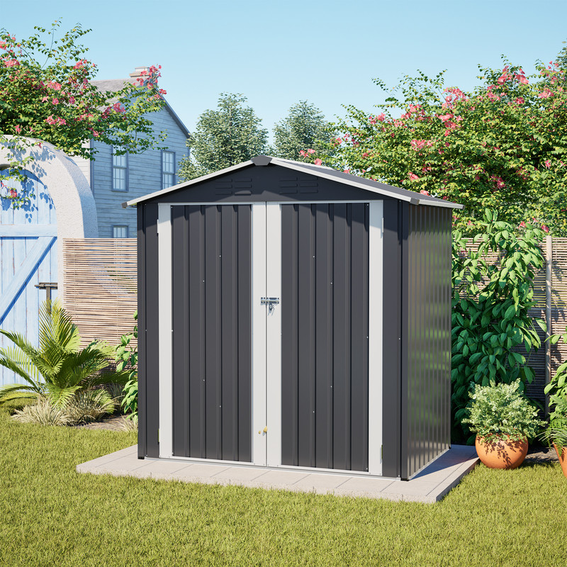 6 0 ft x 4 0 ft Metal Outdoor Storage Shed with Lockable Door Waterproof Garden Tool Shed for Bac