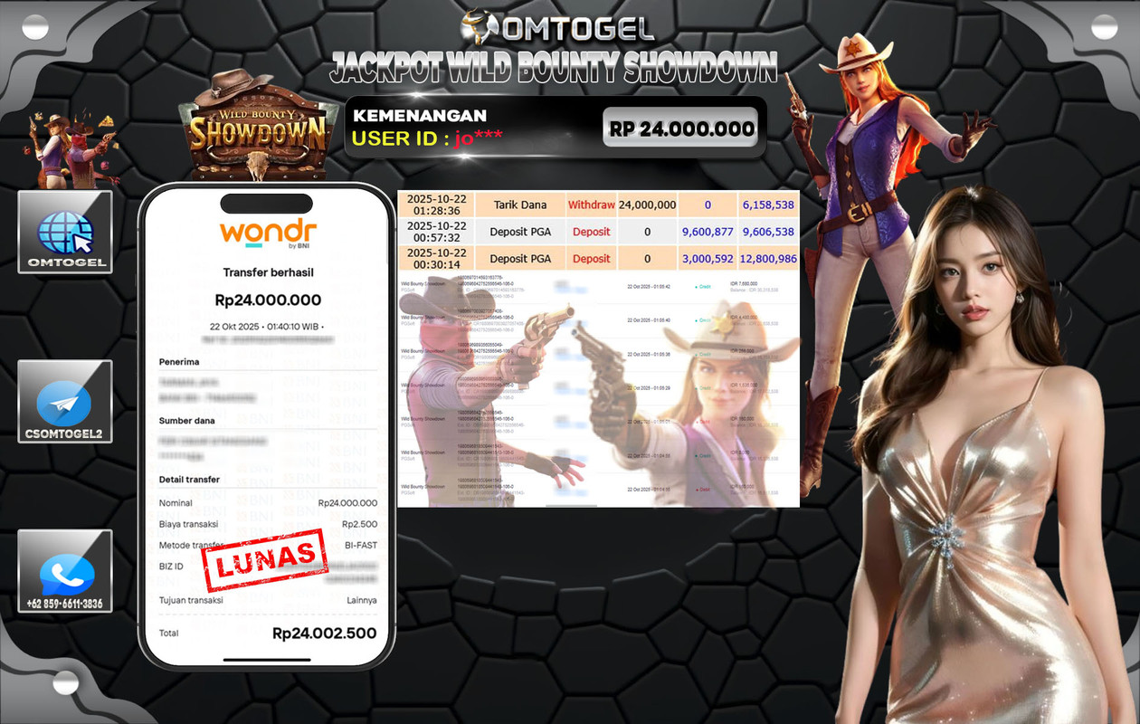 OMTOGEL JACKPOT PGSOFT WILD BOUNTY SHOWDOWN 24 JUTA DI BAYAR LUNAS ,-