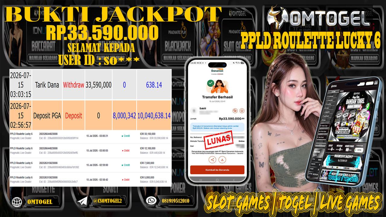 OMTOGEL JACKPOT PRAGMATICPLAY LIVE DEALER Rp.33,590,000,- DIBAYAR LUNAS