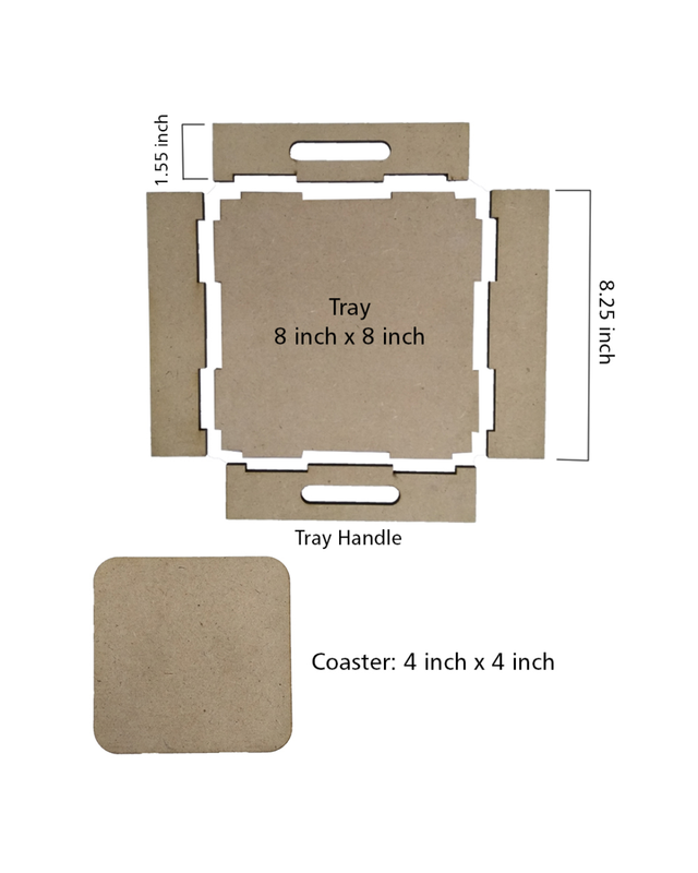 Decoupage Art on MDF Tray With Square Tea Coasters DIY Kit