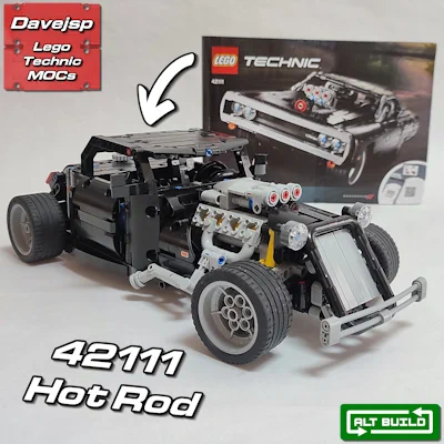Hot rod car alternative build using only bricks from the LEGO Technic set 42111 Dom's Dodge Charger