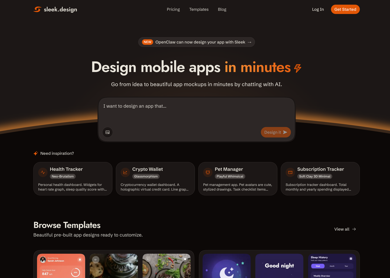 sleek.design homepage