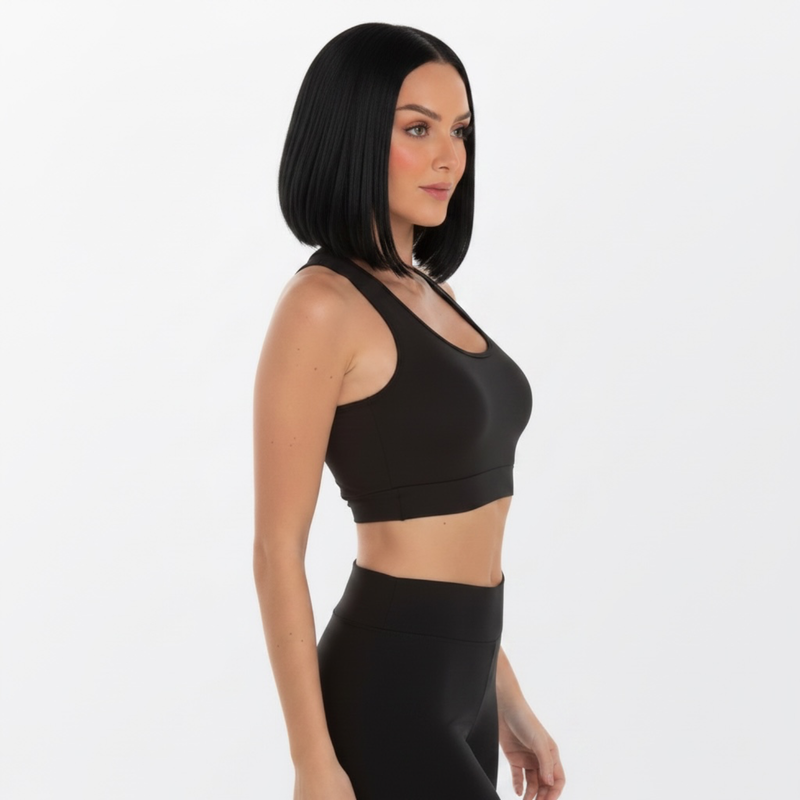 TOP NADADOR FITNESS FEMININO PRETO