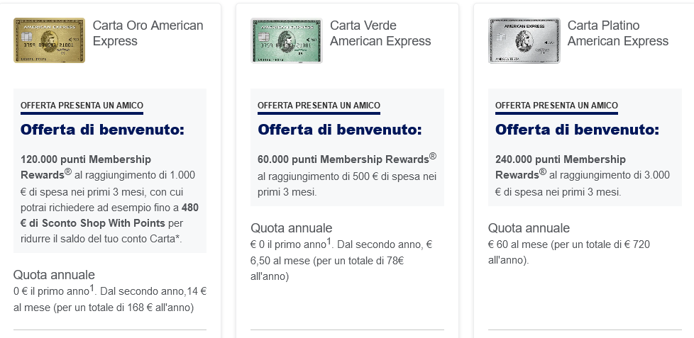 Carta American Express Verde Oro Platino: 1° anno + 120€/300€/800€ Acquisti  GRATIS - Pagina 22