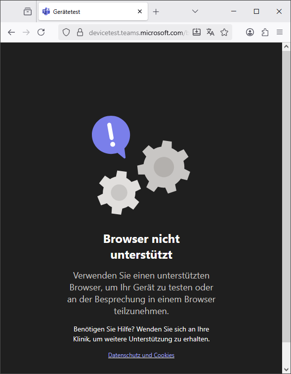 Firefox von Microsoft Teams nicht unterstützt