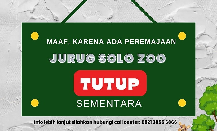 Jurug Solo Zoo tutup sementara mulai Kamis, 1 September 2022.
