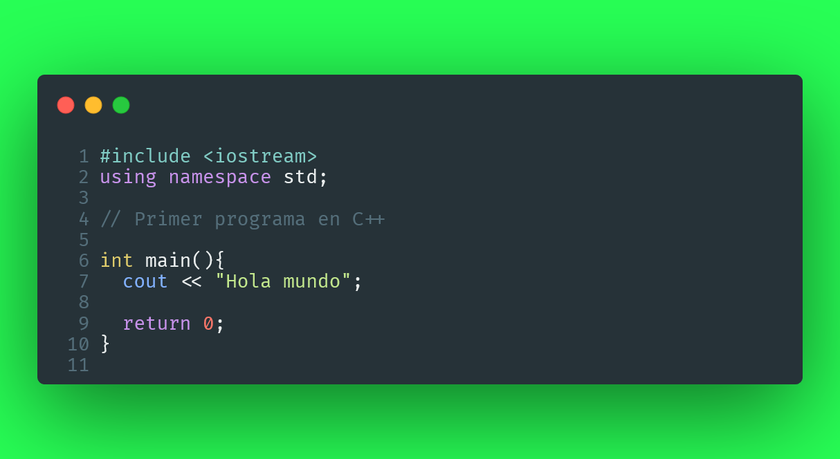 Programa de Hola mundo en C++