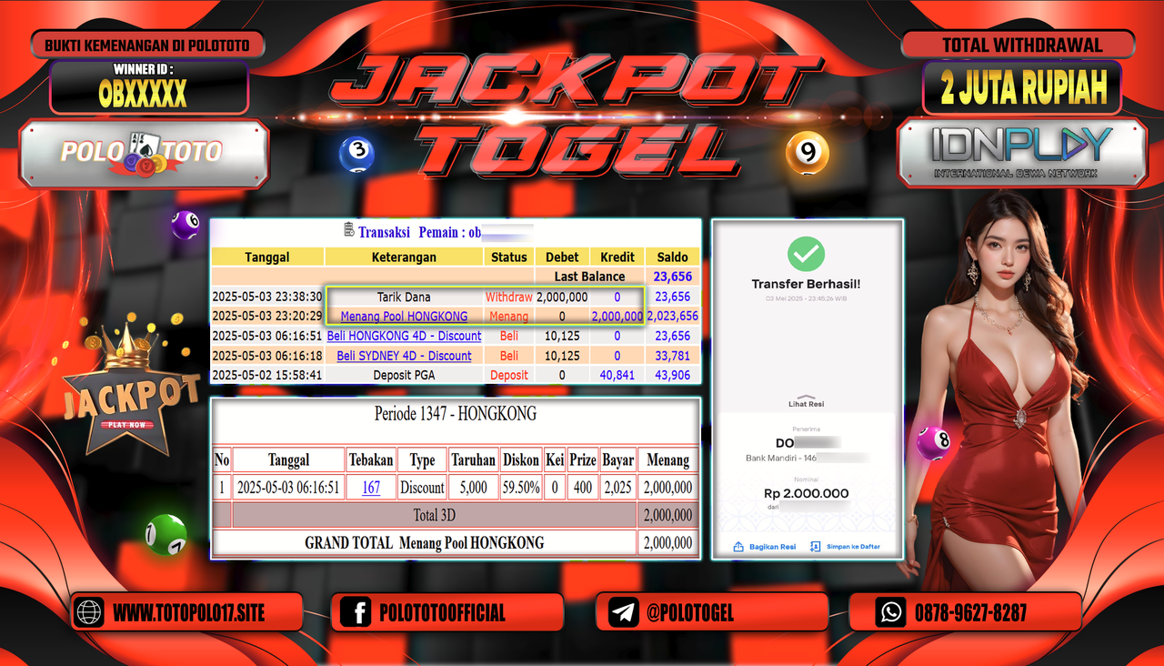 POLOTOTO JACKPOT TOGEL HONGKONG LOTTO Rp.2.000.000,-