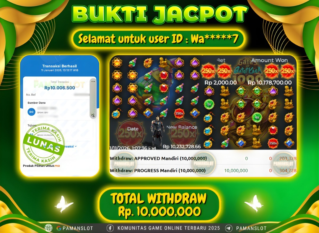 PAMANSLOT JACKPOT Game Gates of Gatot Kaca 1000 Rp.10,000,000- LUNAS
