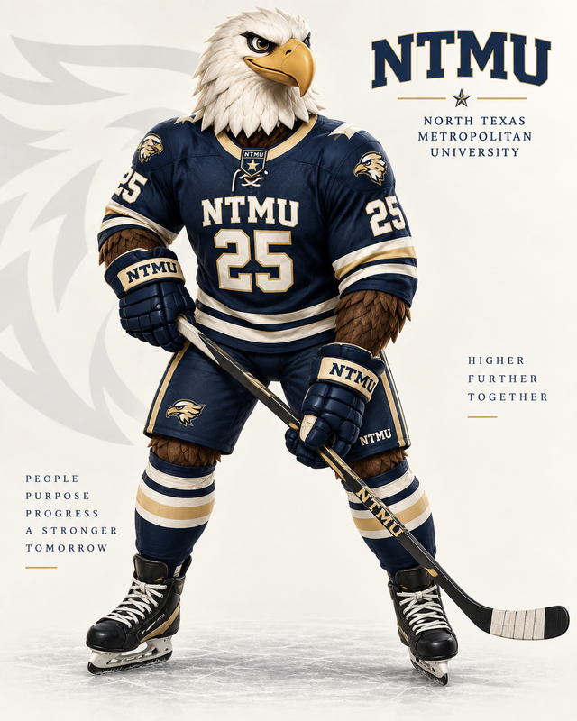 NTMU Eagle wearing the hockey uniform