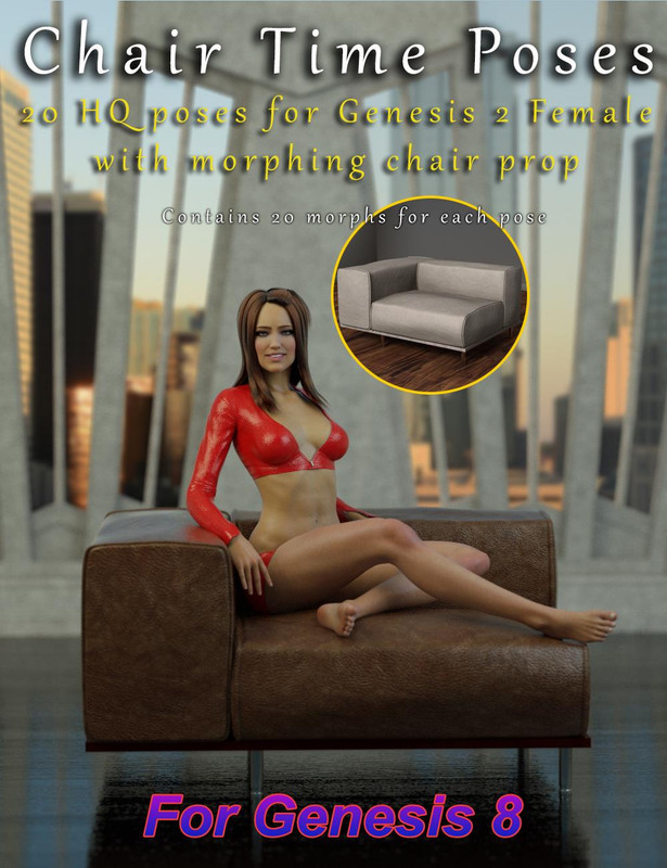 Chair Time Poses with Morphing Chair (conv. from G2F) for Genesis 8 Female(s)