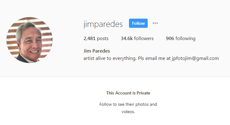Akun Instagram Jim Paredes