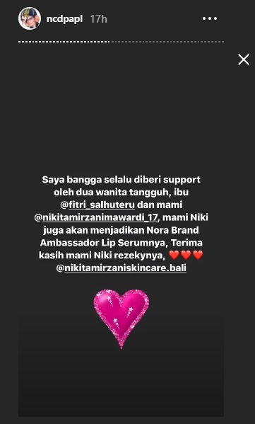 Dukungan Nikita Mirzani dan Fitri Salhuteru untuk Nora Alexandra & Jerinx SID