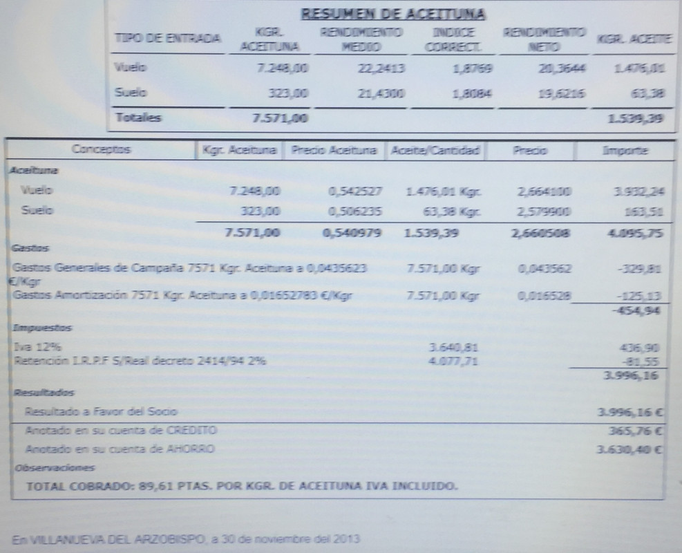 Liquidaciones - Precios aceituna CAMPAÑA 17/18 2013