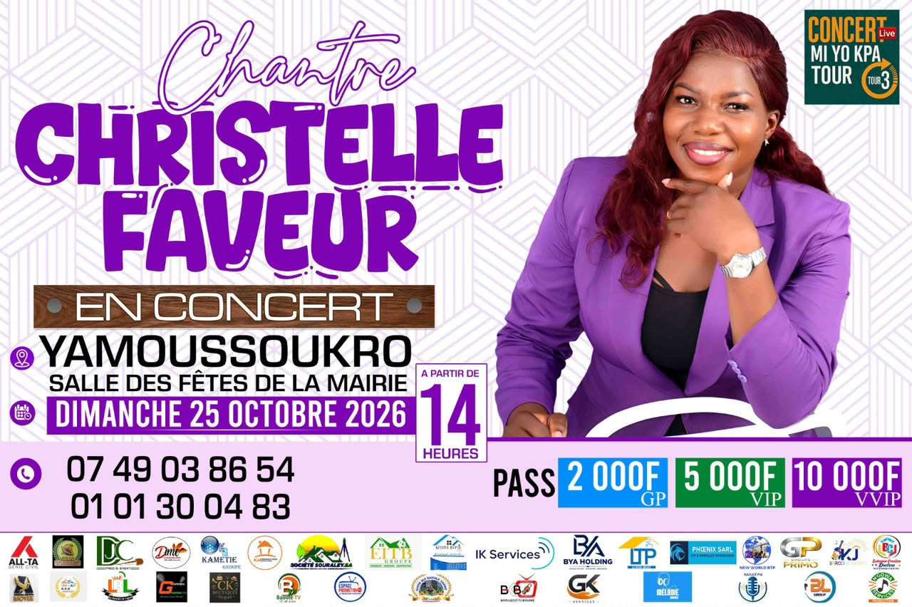 Affiche officielle du concert de Christelle Faveur - 25 Octobre 2026 Yamoussoukro