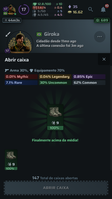 Exemplo de item raro