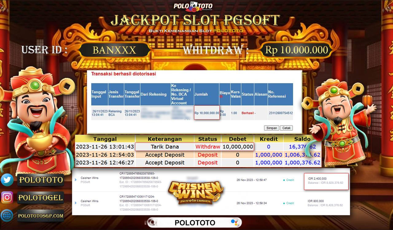 BUKTI PEMBAYARAN JACKPOT DIPOLOTOTO DIBAYAR LUNAS!!!