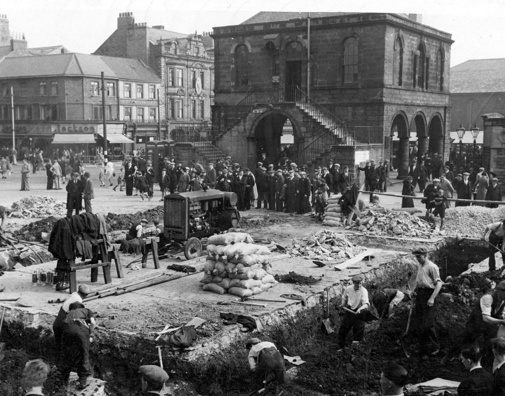 Market Place South Shields showing work on the air-raid shelters in 1939 (02)