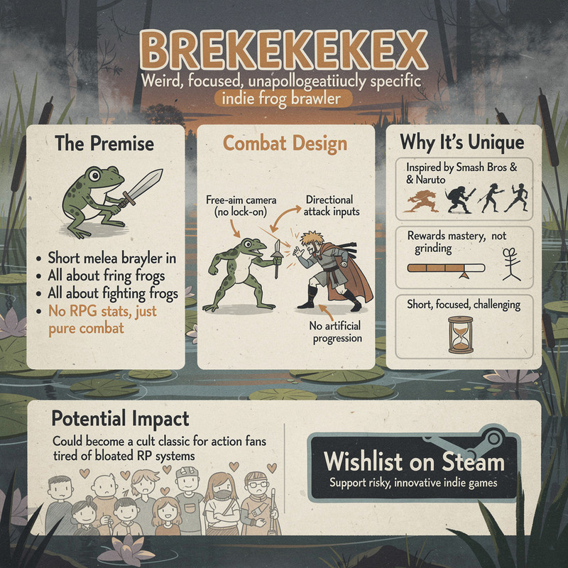BREKEKEKEX: The Frog-Fighting Game Inspired by Smash Bros and Naruto You Never Knew You Needed 1 Anime-style action game showing melee combat in foggy swamp environment
