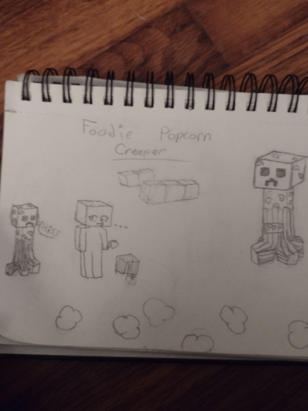 Foodie Popcorn Creeper Minecraft Mob Skin