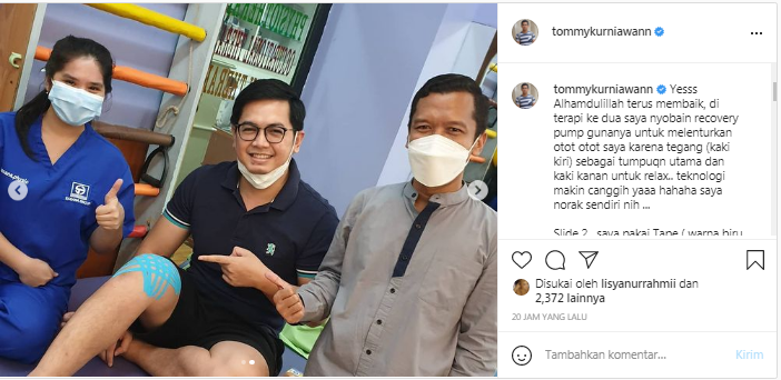 Tommy Kurniawan saat menjalani pemulihan setelah operasi lutut