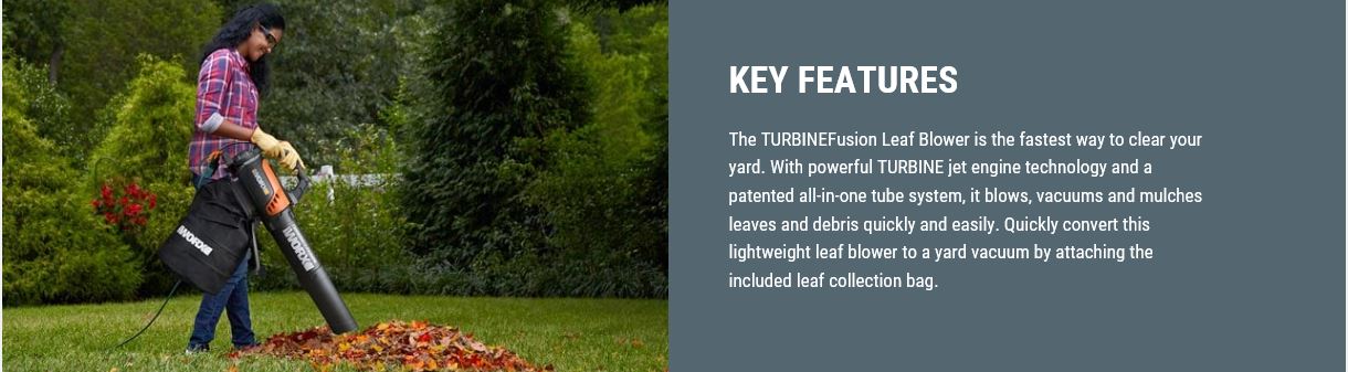 WORX WG510 TURBINE Fusion 12 Amp Electric Leaf Blower/Mulcher/Vacuum | eBay