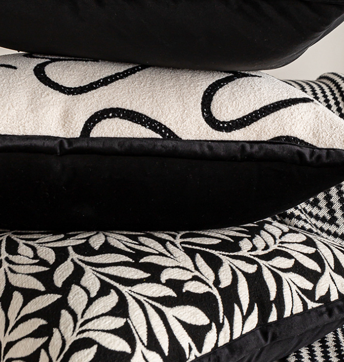 Trees Triangle Elegant Two-Piece INS-Style Jacquard Pillow Covers - Black & White Sofa Decor