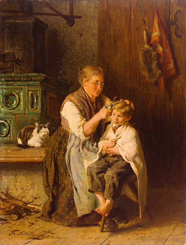 2-Felix-Schlesinger-Mutter-schneidet-einem-Knaben-die-Haare